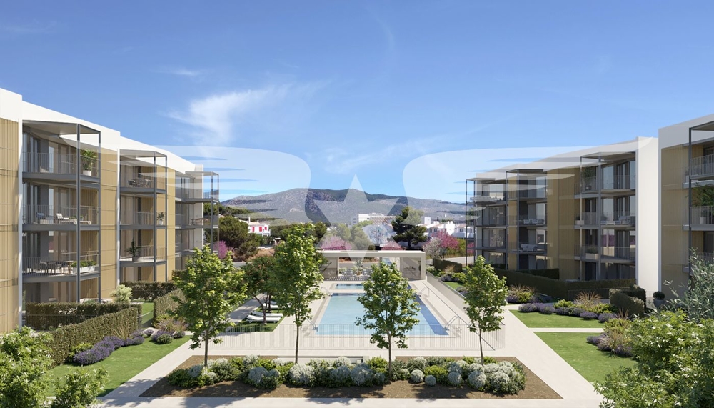 Residential complex with communal pool
