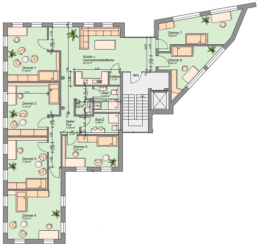 Attraktive WG mit 7 Zimmern in zentraler Lage von Gießen – voll ausgestattet & bezugsfertig! - Foto 1