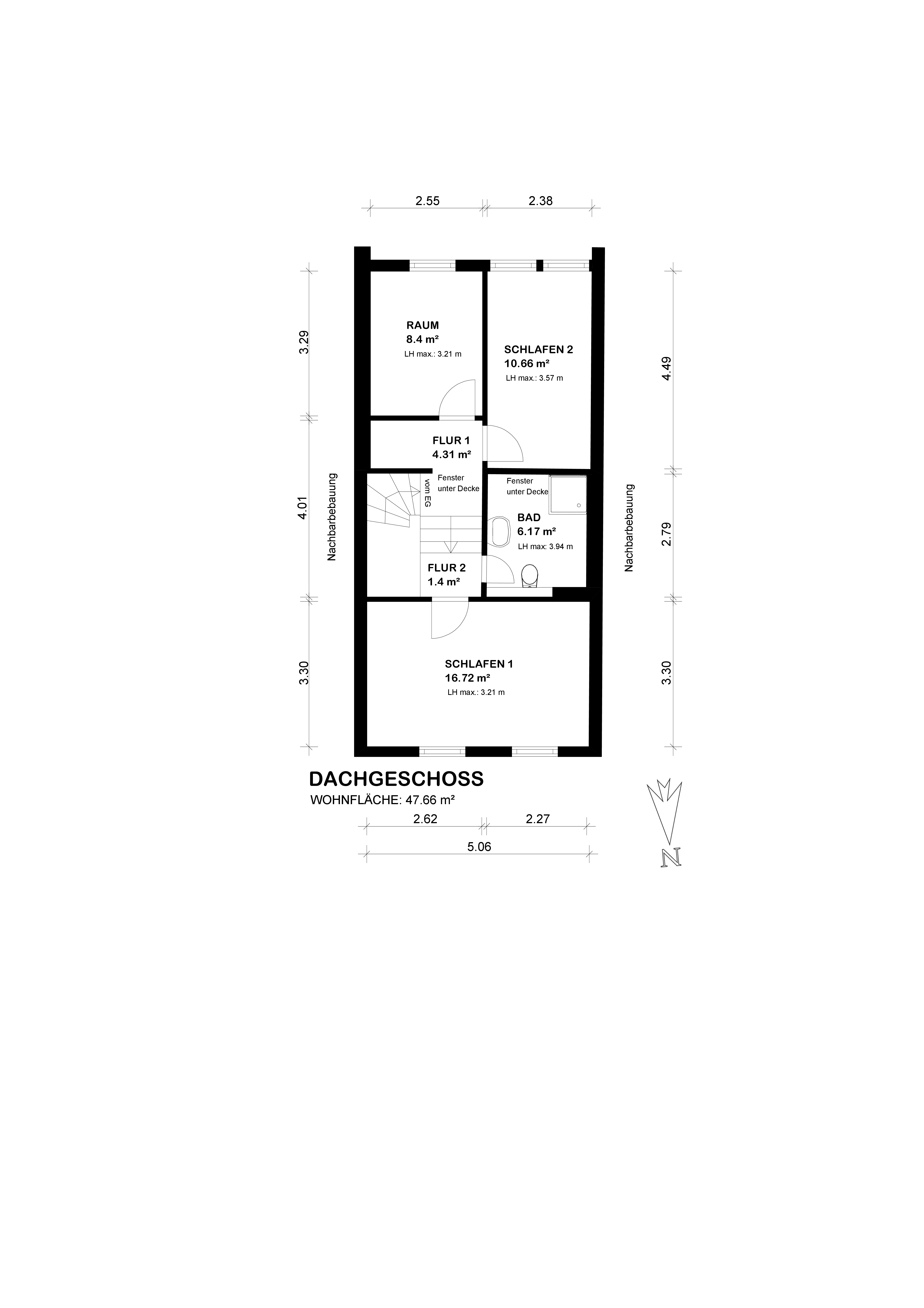 Gepflegtes Reihenhaus in gefragter Lage von Bremen Grohn mit Stellplatz — Grundriss Grundriss Dachgeschoss