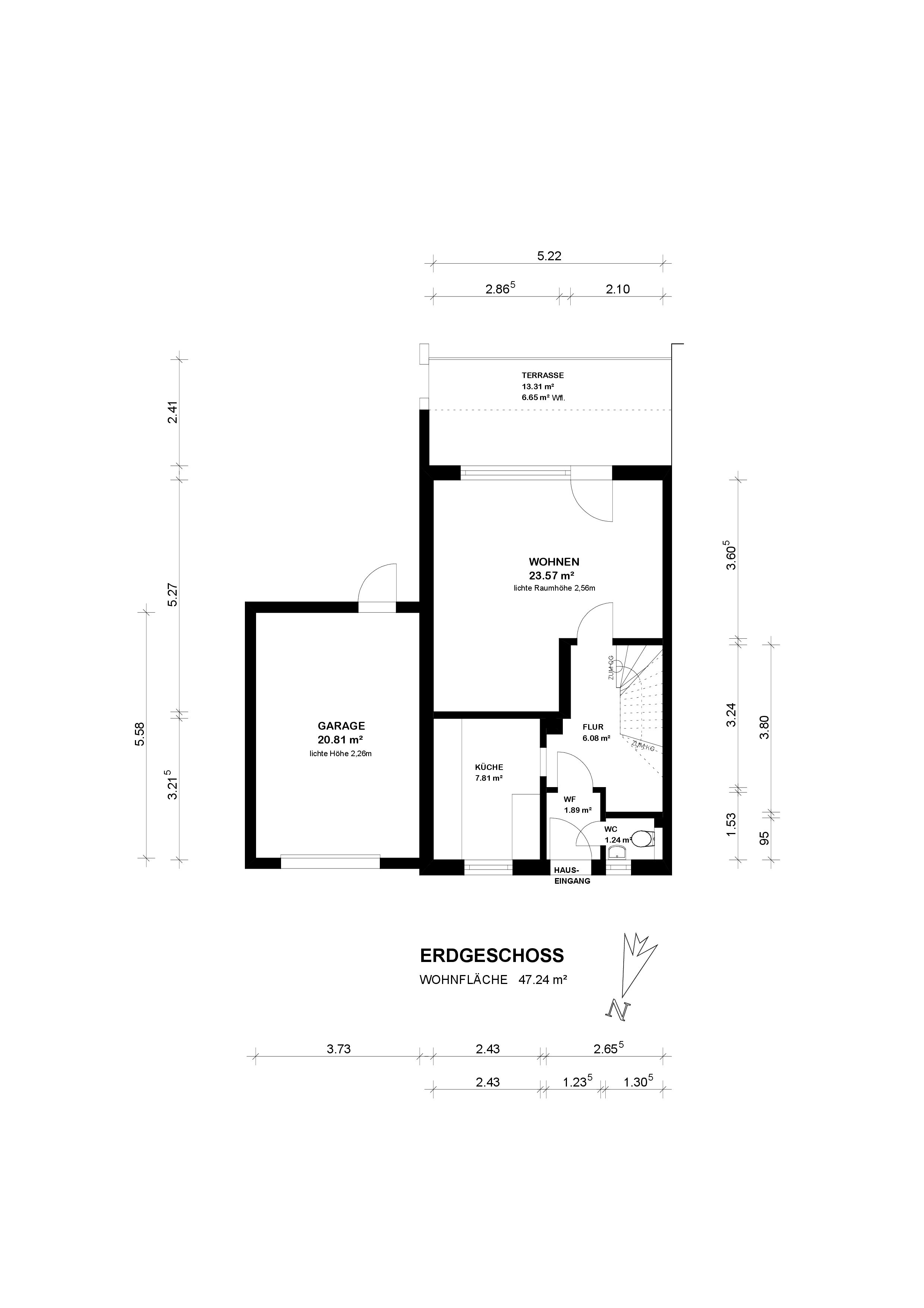 Gepflegtes Reihenendhaus mit Garage und großem Grundstück in Bremen Burgdamm — Grundriss EG