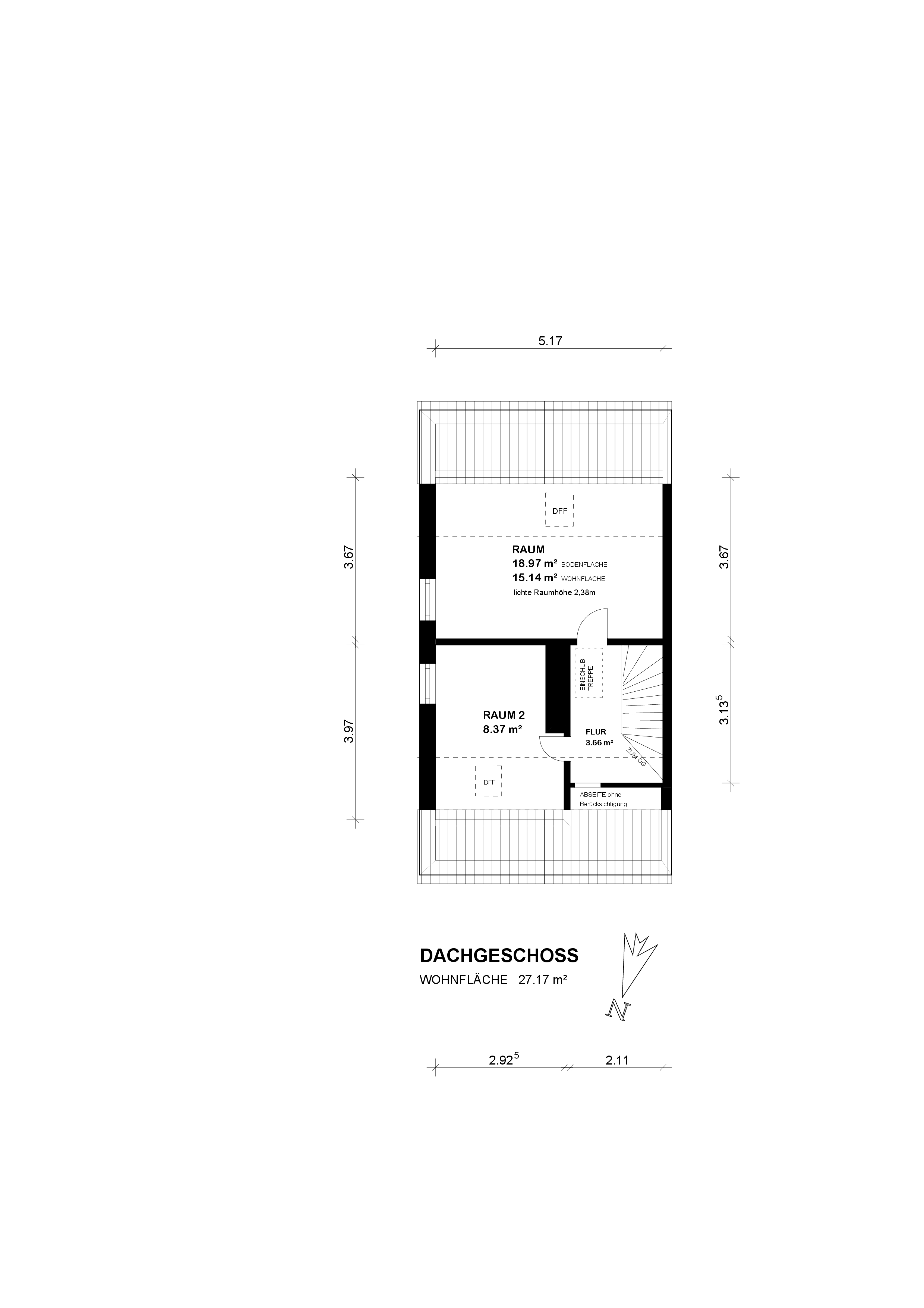 Gepflegtes Reihenendhaus mit Garage und großem Grundstück in Bremen Burgdamm — Grundriss DG
