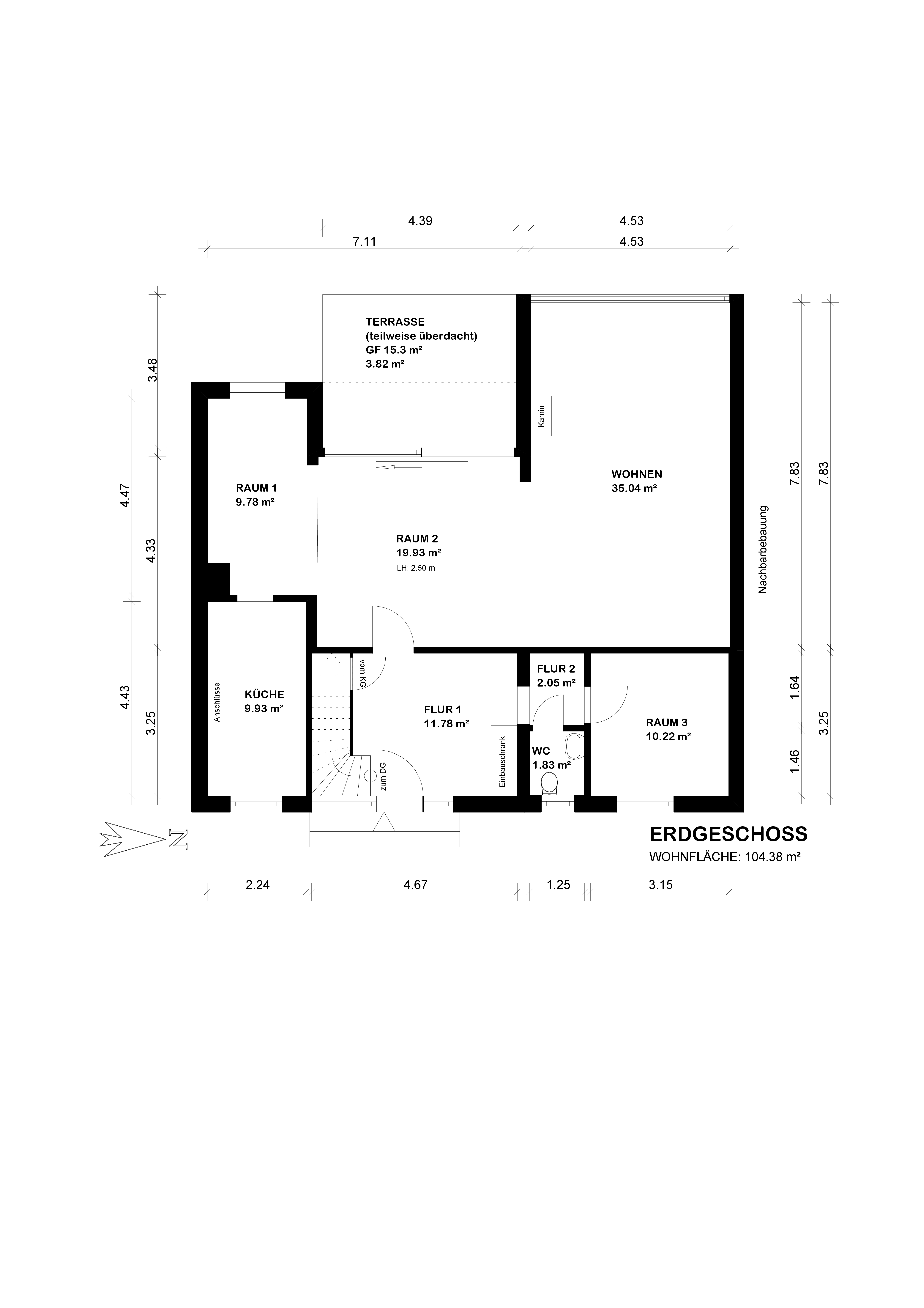 Wohnen in Bestlage: Großzügiges Endhaus mit ca. 165 m² Wohnfläche in Bremen St. Magnus — Grundriss Grundriss Erdgeschoss