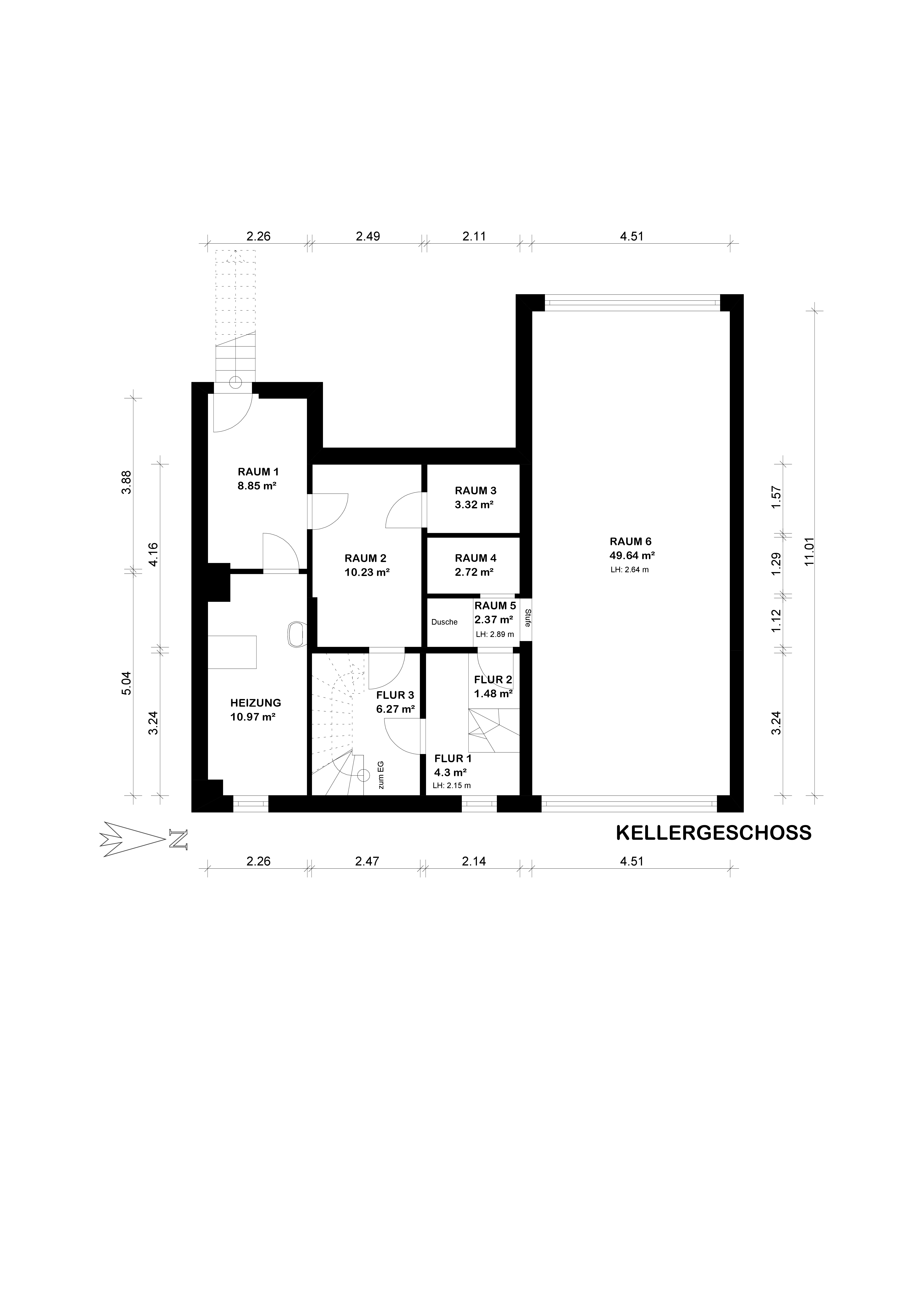 Wohnen in Bestlage: Großzügiges Endhaus mit ca. 165 m² Wohnfläche in Bremen St. Magnus — Grundriss Grundriss Kellergeschoss