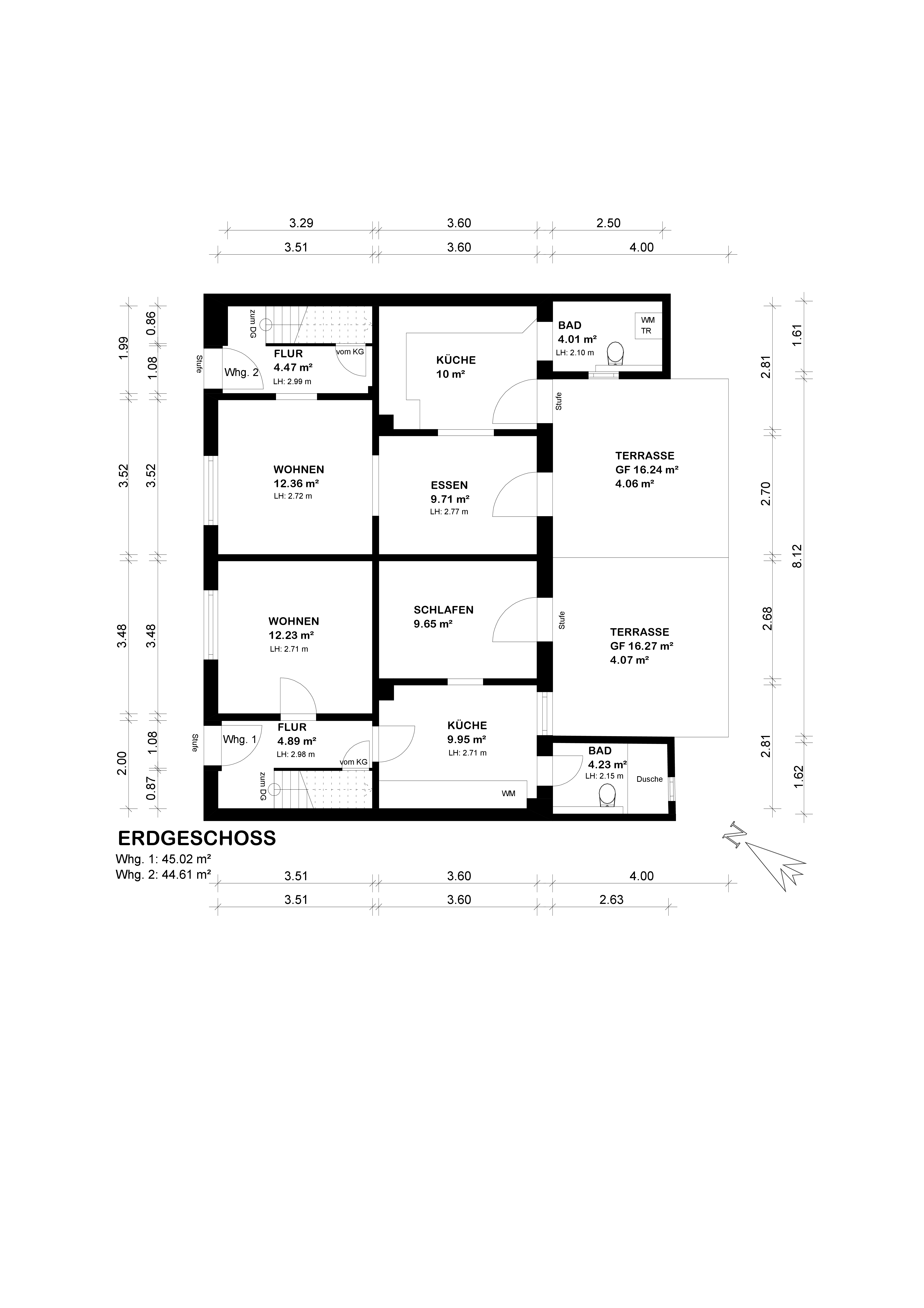 Delmenhorst: Doppelhaus mit zwei Einheiten auf 897 m² Grundstück — Grundriss 26-20623-GR-EG