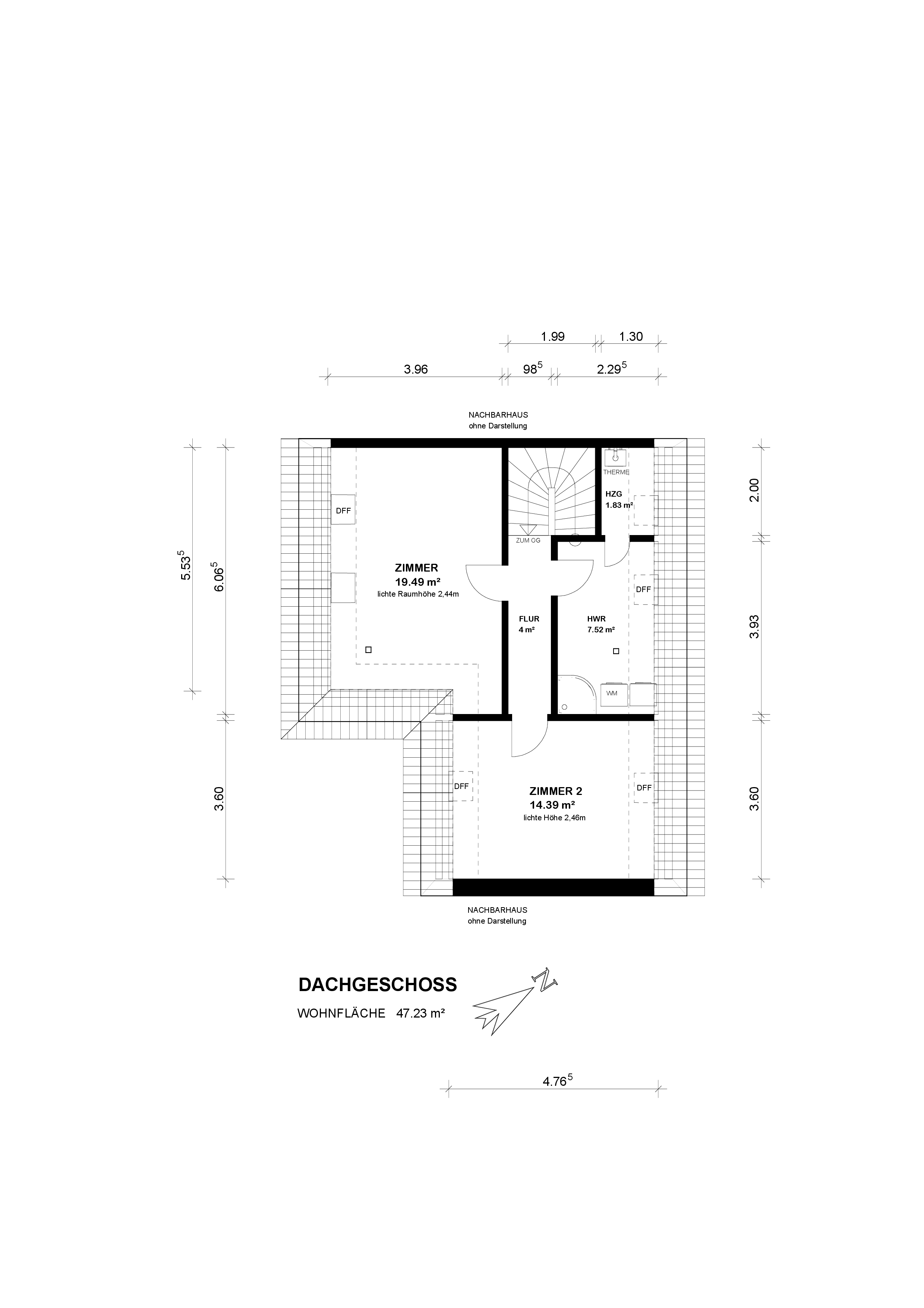 Doppelhaushälfte mit 156 m² Baujahr 2005 — Grundriss DG