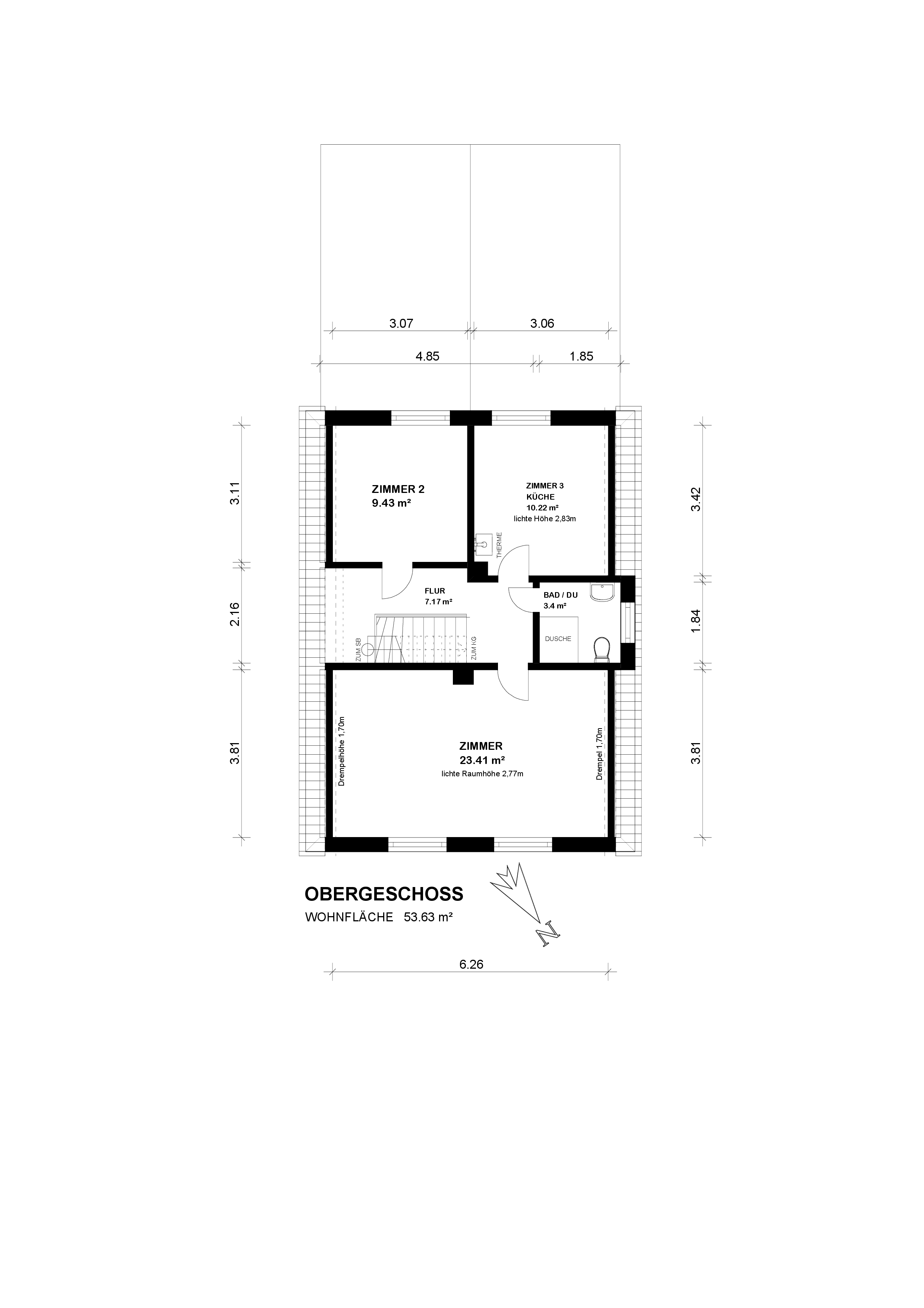 Ein/Zweifamilienhaus in gefragter Lage — Grundriss Grundriss Obergeschoss