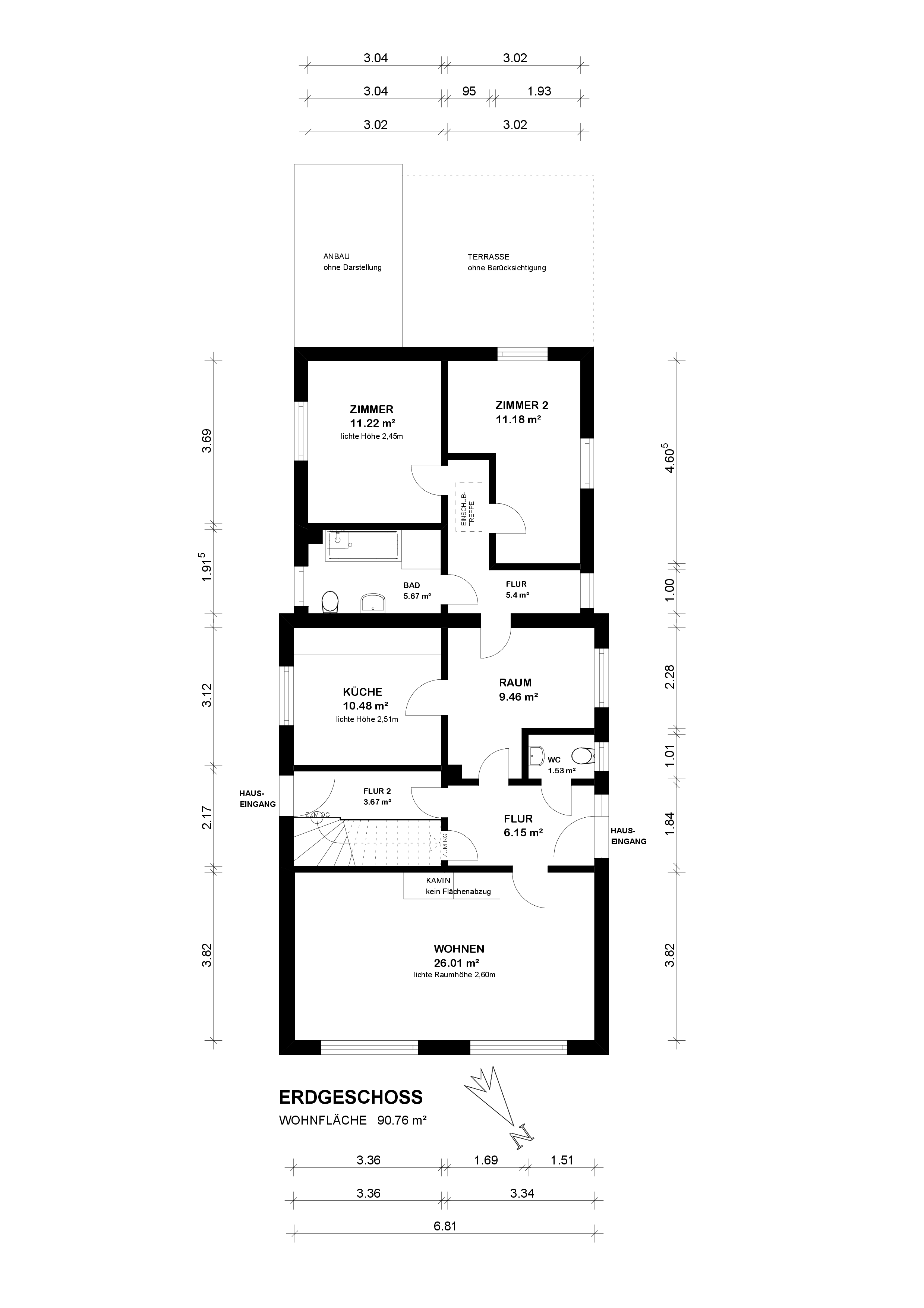 Ein/Zweifamilienhaus in gefragter Lage — Grundriss Grundriss Ergeschoss