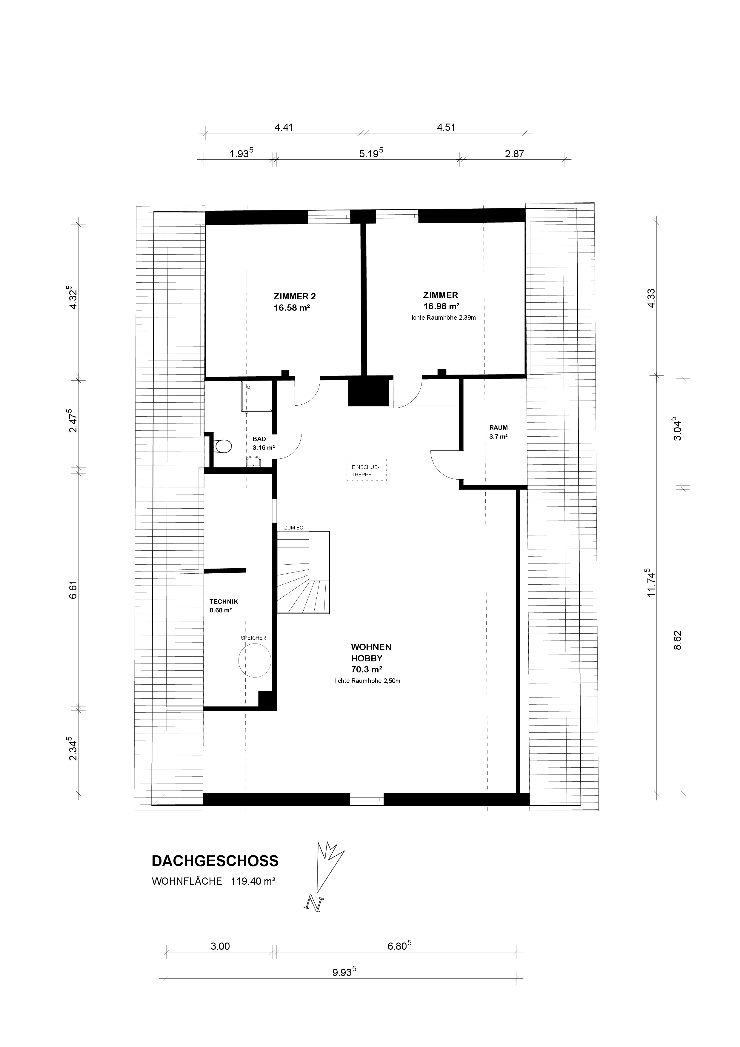 Großzügiges EFH auf 2866 m² Grundstück und direkter Wasserlage an der Ollen — Grundriss DG