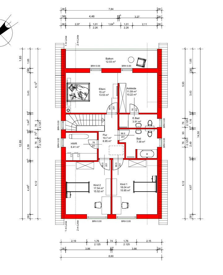 Luxus-Neubau-Einfamilienhaus in HB Nord — Grundriss Grundriss DG