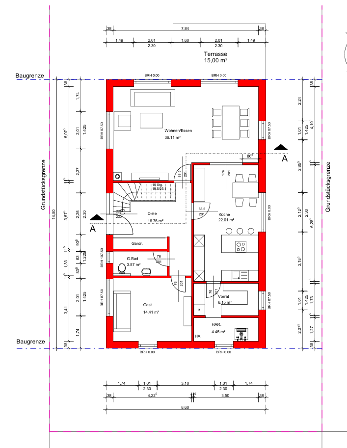 Luxus-Neubau-Einfamilienhaus in HB Nord — Grundriss Grundriss EG