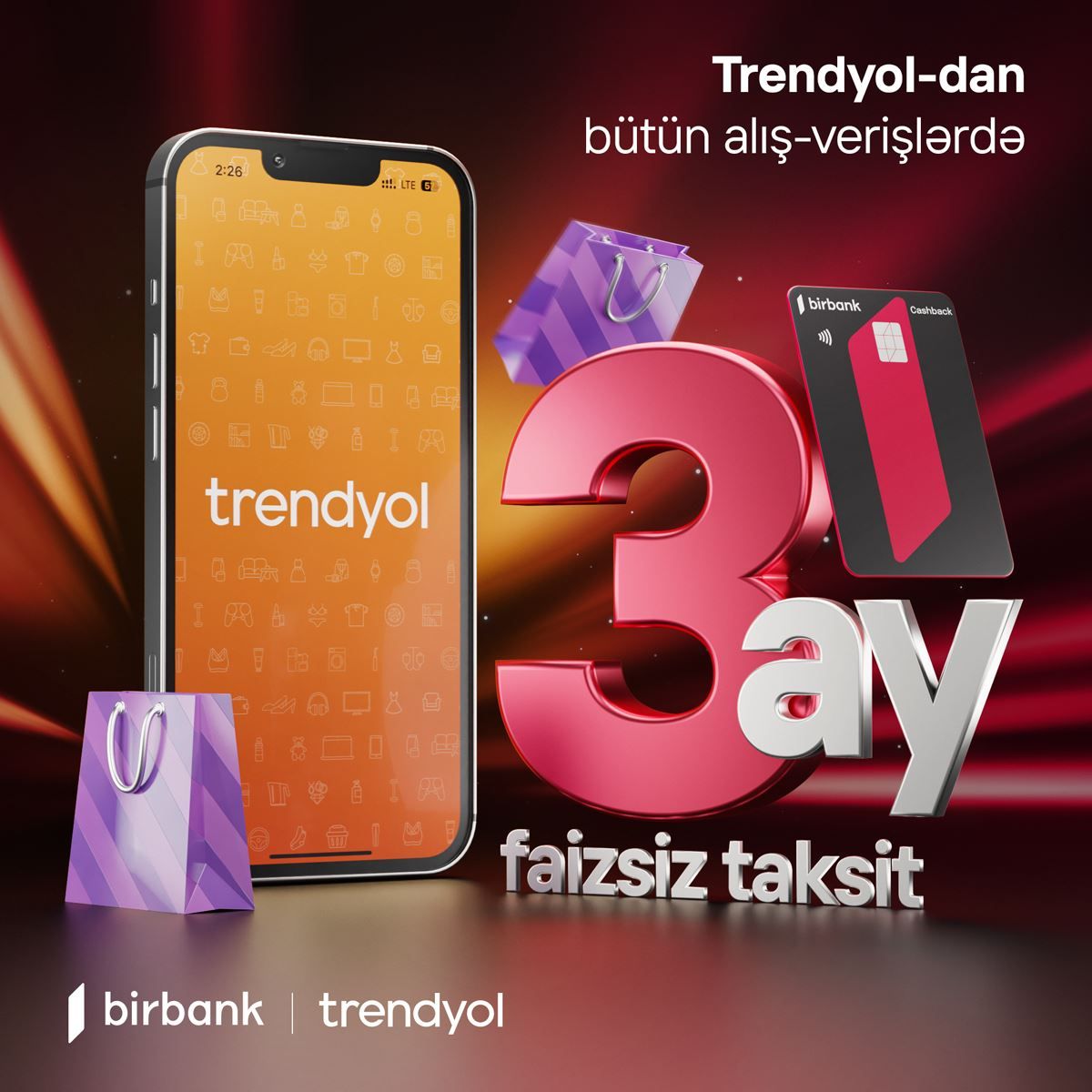 Birbank taksit kartları ilə Trendyol-da 3 aylıq faizsiz taksit!