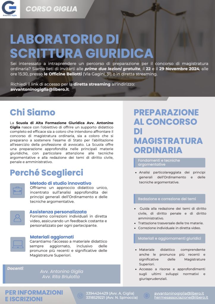 PREPARAZIONE AL CONCORSO DI  MAGISTRATURA ORDINARIA