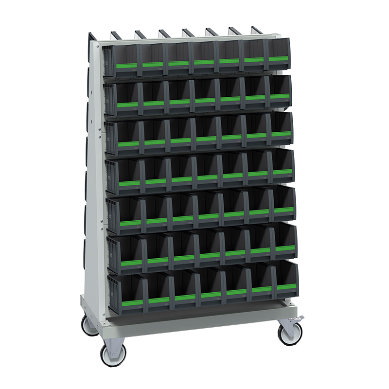 1600mm High Heavy Duty 6 Louvre Panel Trolley with & 98 bottBoxes