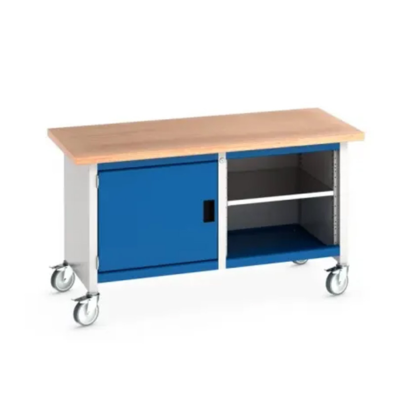 Mobile Bench with Cupboard and Open Section - 1500mm Wide