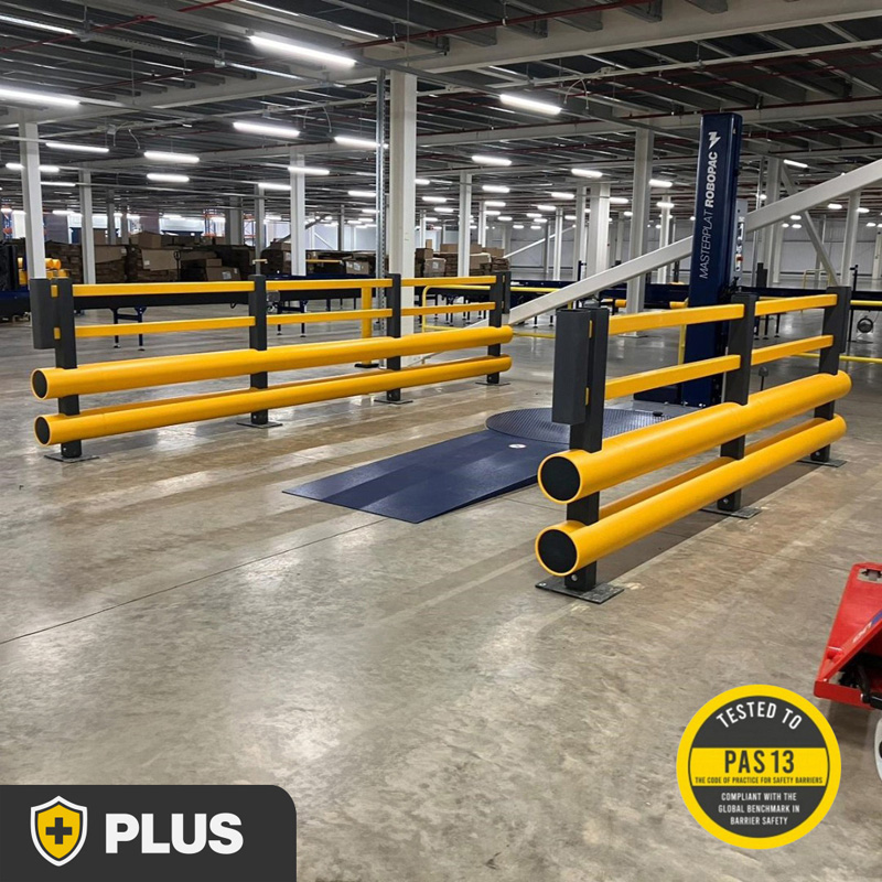 Pedestrian Bumper Barrier - Double Bumper - Safety Yellow & Grey