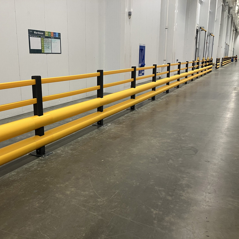 Pedestrian Bumper Barrier - Double Bumper - Safety Yellow & Grey