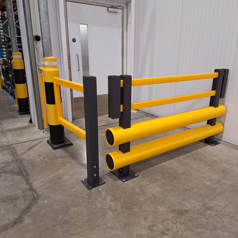 Pedestrian Bumper Barrier - Double Bumper - Safety Yellow & Grey