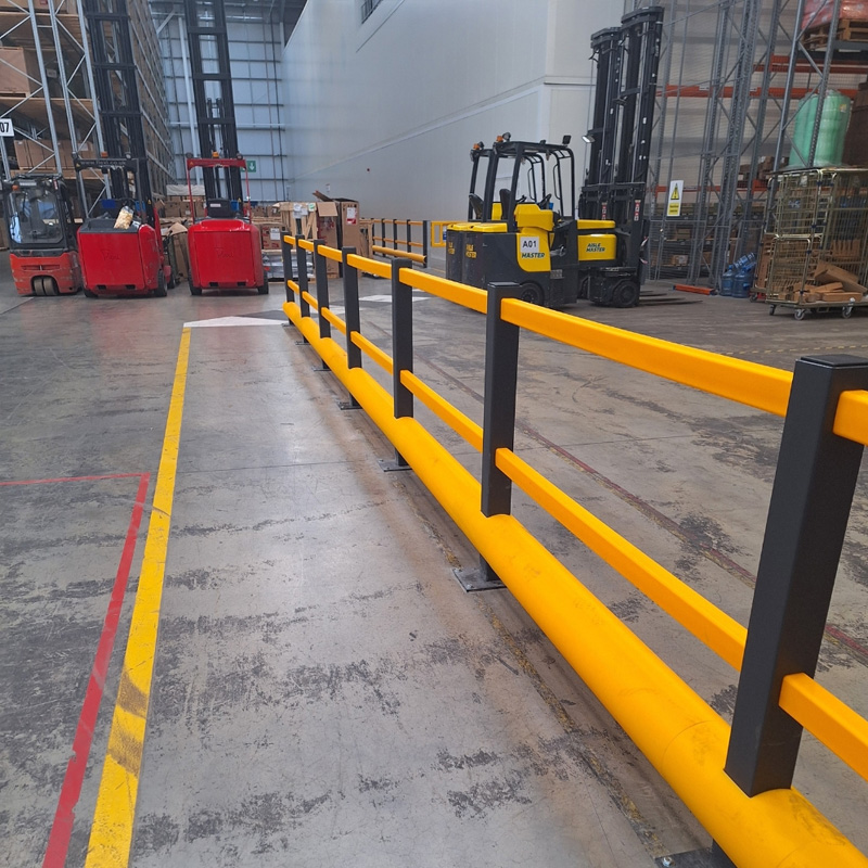 Pedestrian Bumper Barrier - Single Bumper - Safety Yellow & Grey