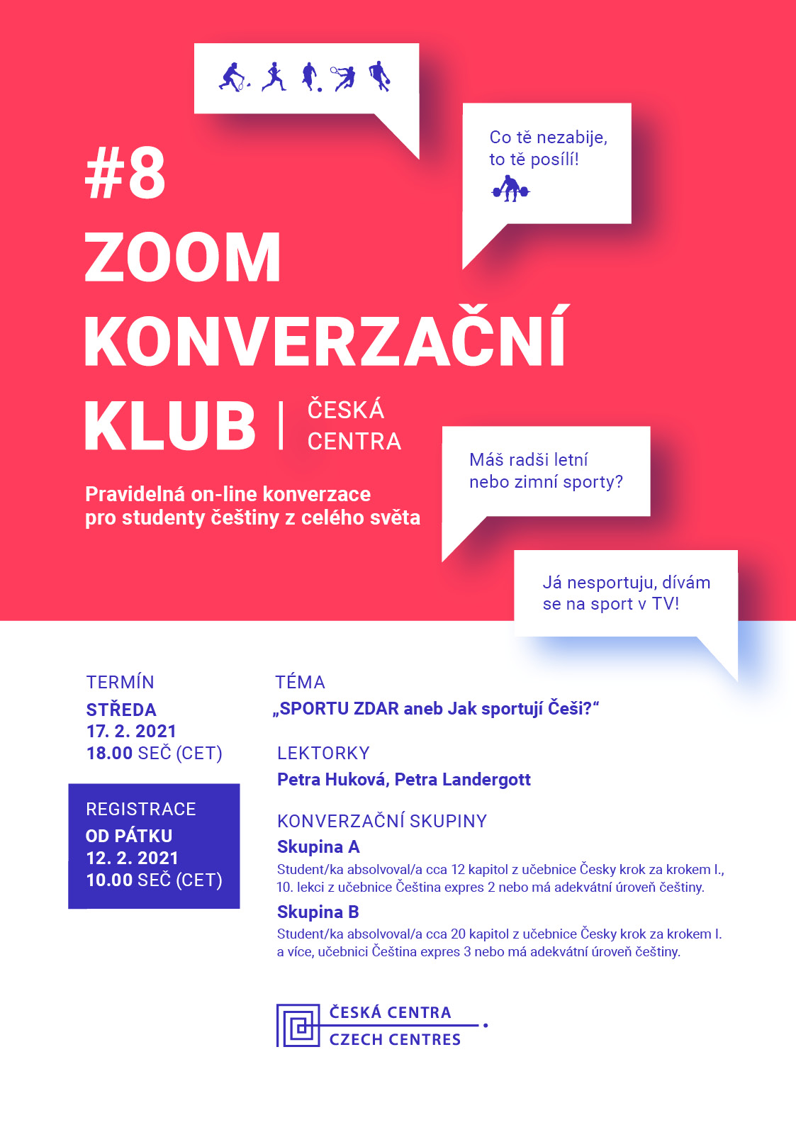 #8 ZOOM Konverzační klub: SPORTU ZDAR aneb Jak sportují Češi?