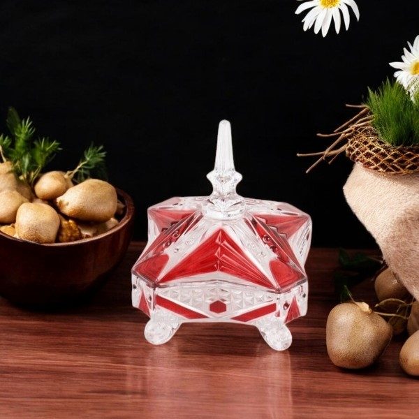 بونبونيرة زجاج بقاعدة وغطاء بتصميم نجمة
