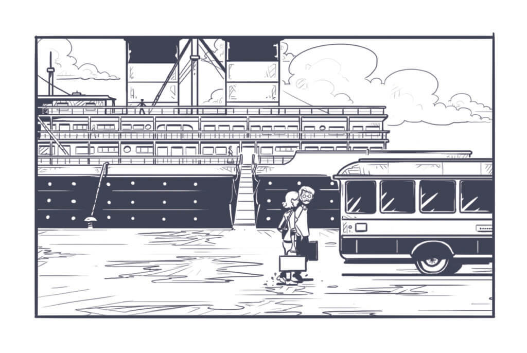 Grafik aus dem Spiel Der rote Faden – Im Schatten des Tigers, Ankunft in der Heimat