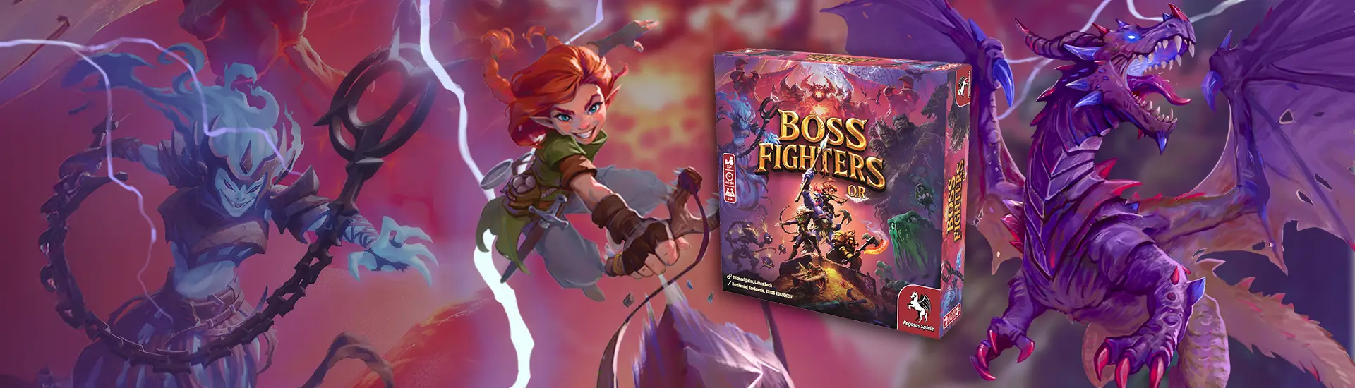 Read more Produktbild und Illustrationen des Brettspiels Boss Fighters QR