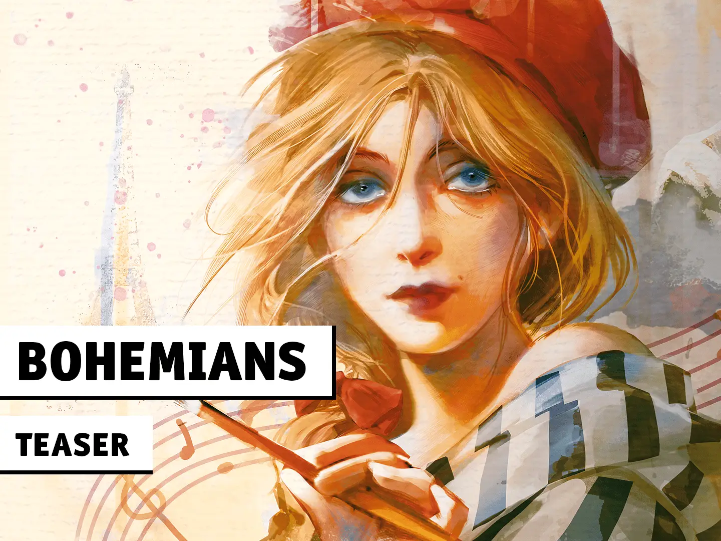 Bohemians Teaser; Illustration des Brettspiels Bohemians