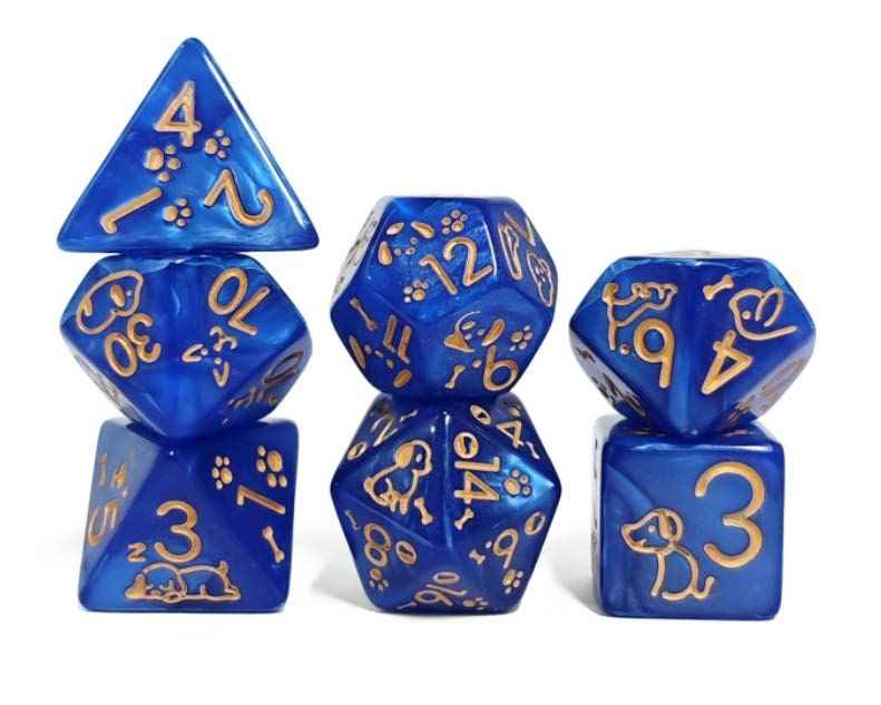 Würfelset Mehrfarbig: Dog (Blue/Gold)(7)