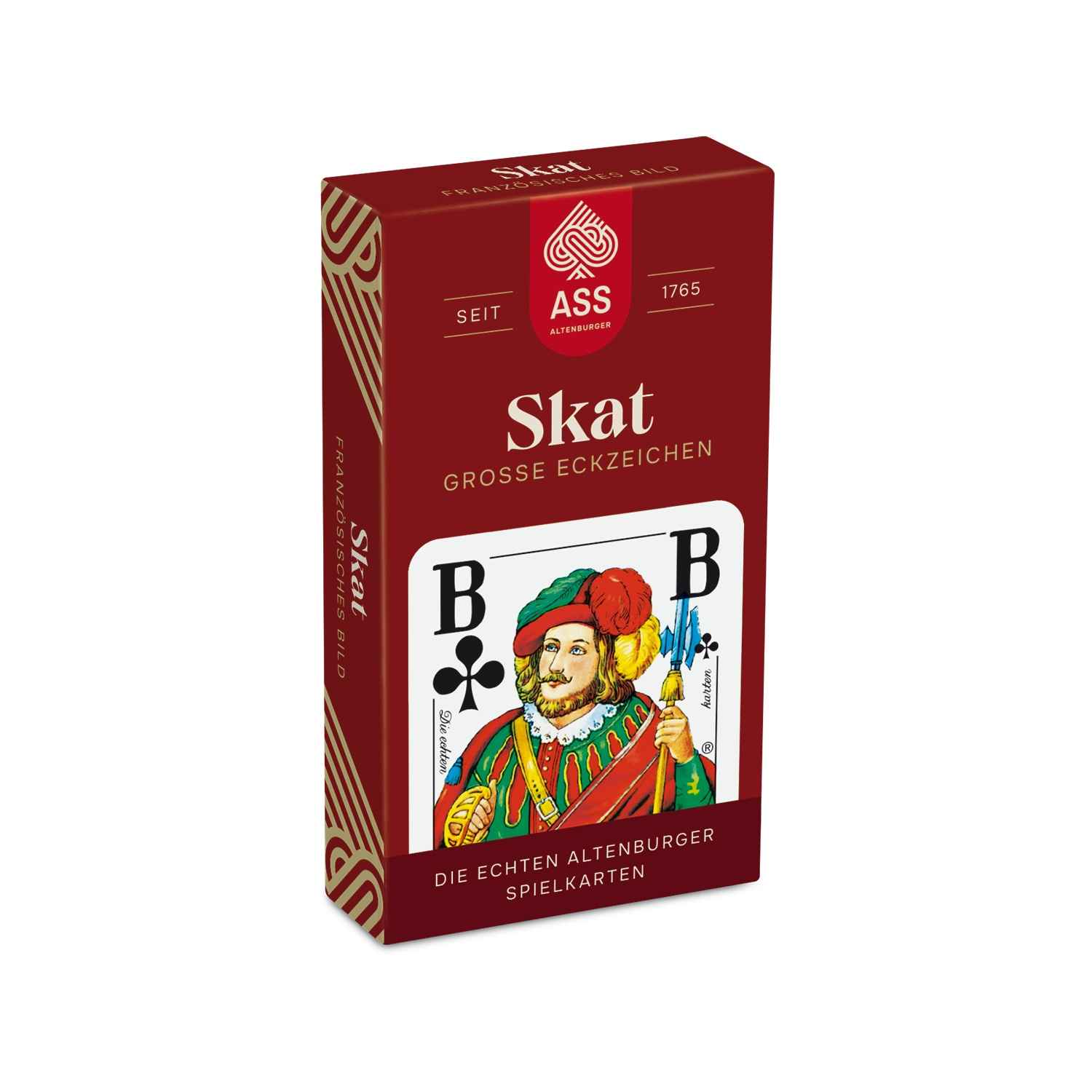 Skat, große Eckzeichen, französisches Bild (plastikfrei im Spiel)