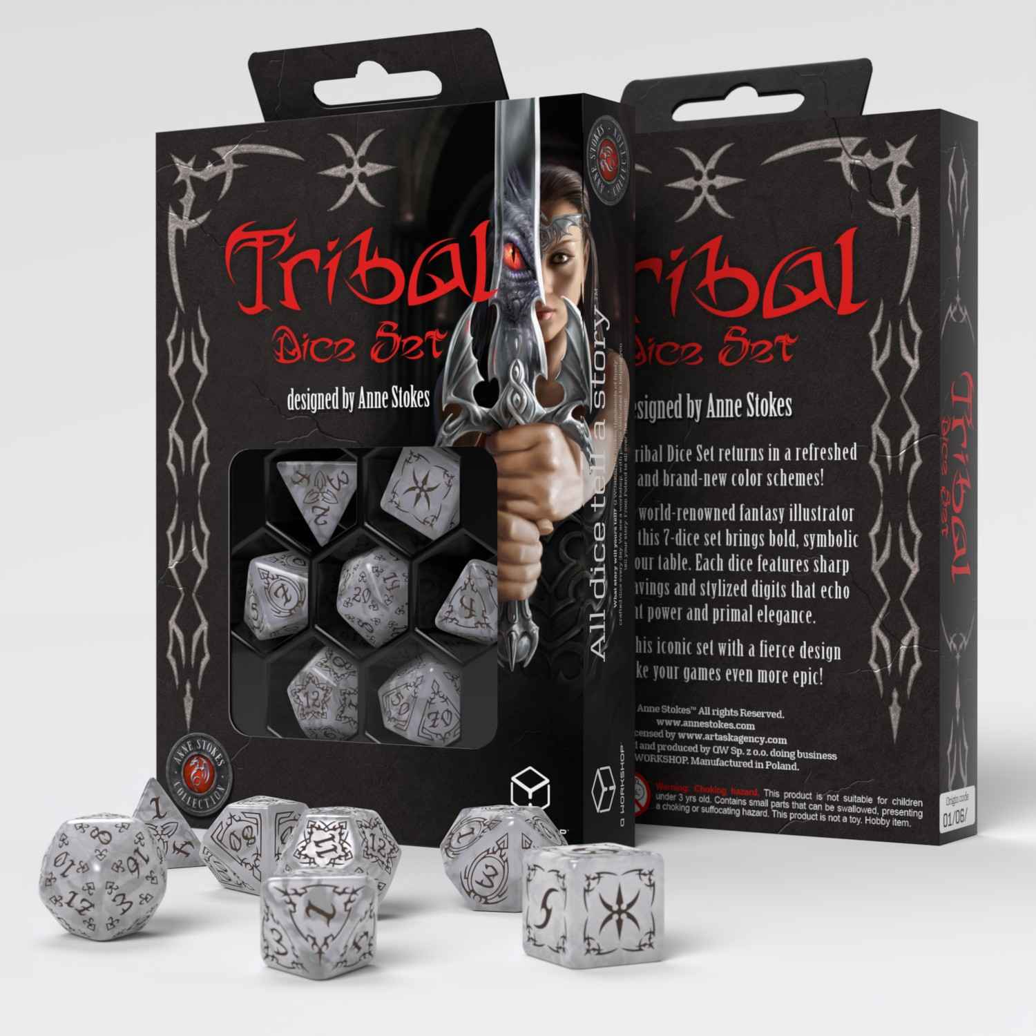 Tribal Dice Set: Pearl & Brown