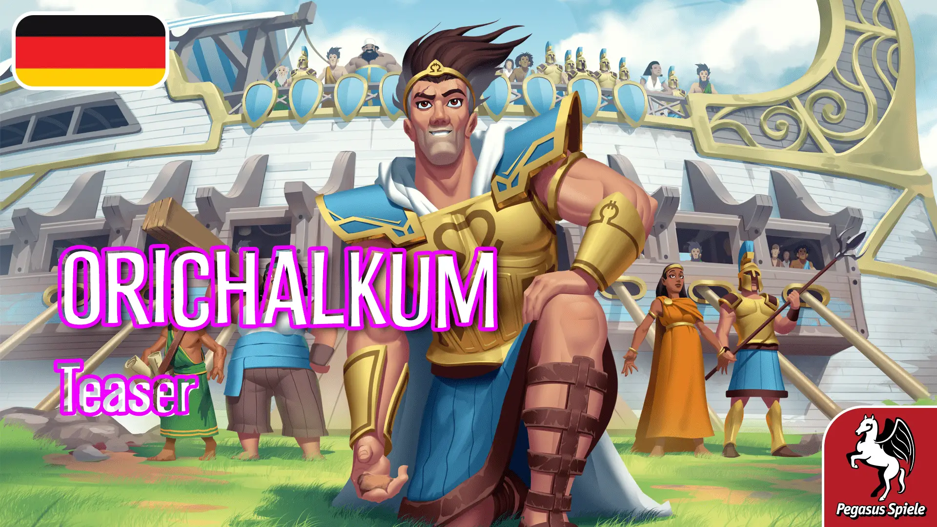 Orichalkum Teaser; Illustration des Brettspiel Orichalkum; Deutschlandflagge