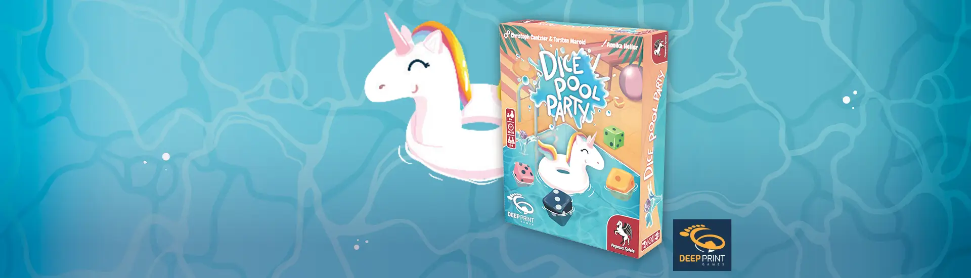 Illustrations and Packshot of the Card game Dice pool Party