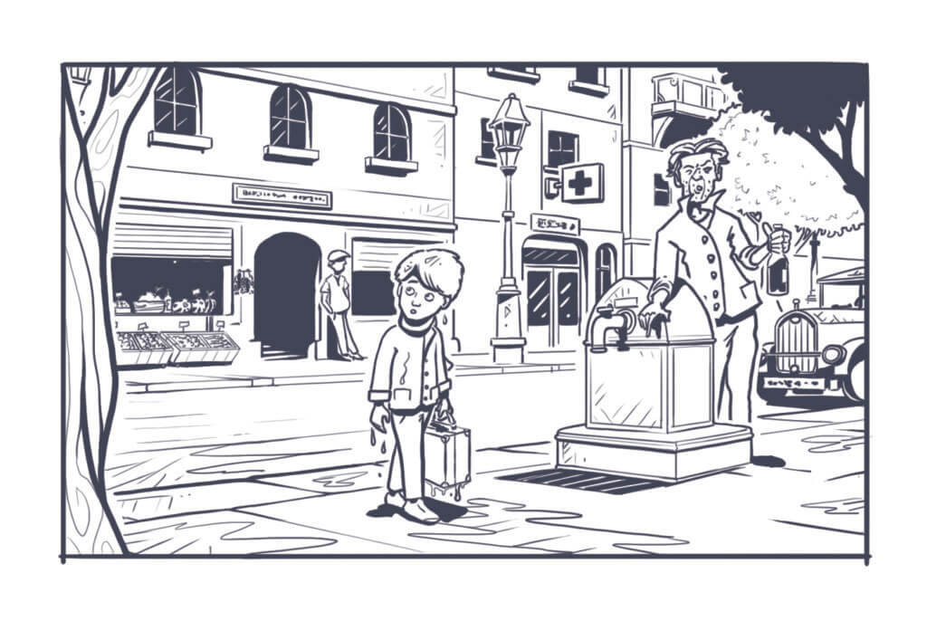 Grafik aus dem Spiel Der rote Faden – Im Schatten des Tigers, In der Stadt