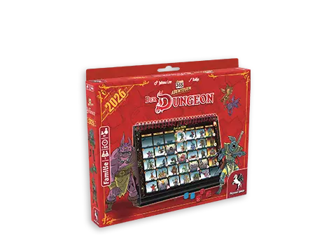 Produktgrafik des Brettspielkalenders 365 Abenteuer - Der Dungeon 2026