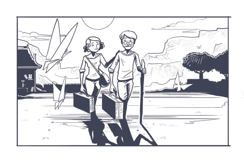 Grafik aus dem Spiel Der rote Faden – Im Schatten des Tigers, Rückkehr in die neue Heimat