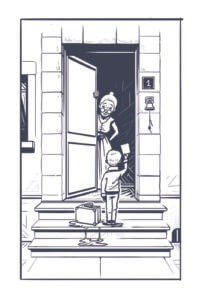 Grafik aus dem Spiel Der rote Faden – Im Schatten des Tigers, An der Haustür