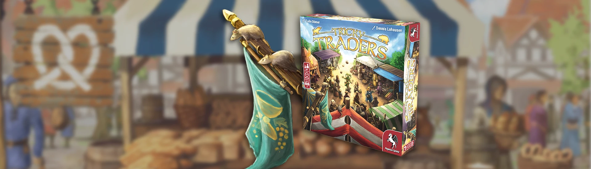 Product Image and Illustrations of the Board game Tricky Traders