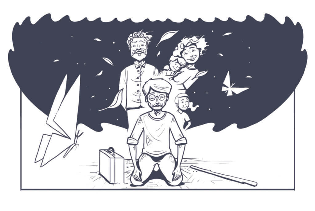 Grafik aus dem Spiel Der rote Faden – Im Schatten des Tigers, Erinnerung an die Familie