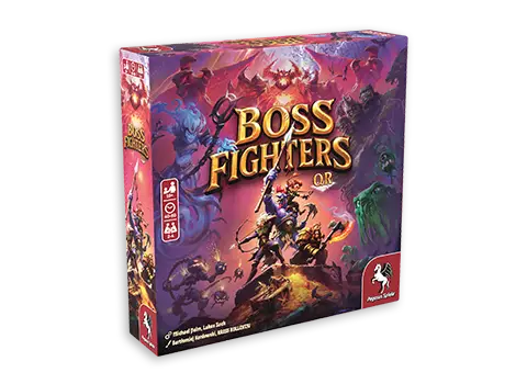 Product graphics for the board game Boss Fighters QR
