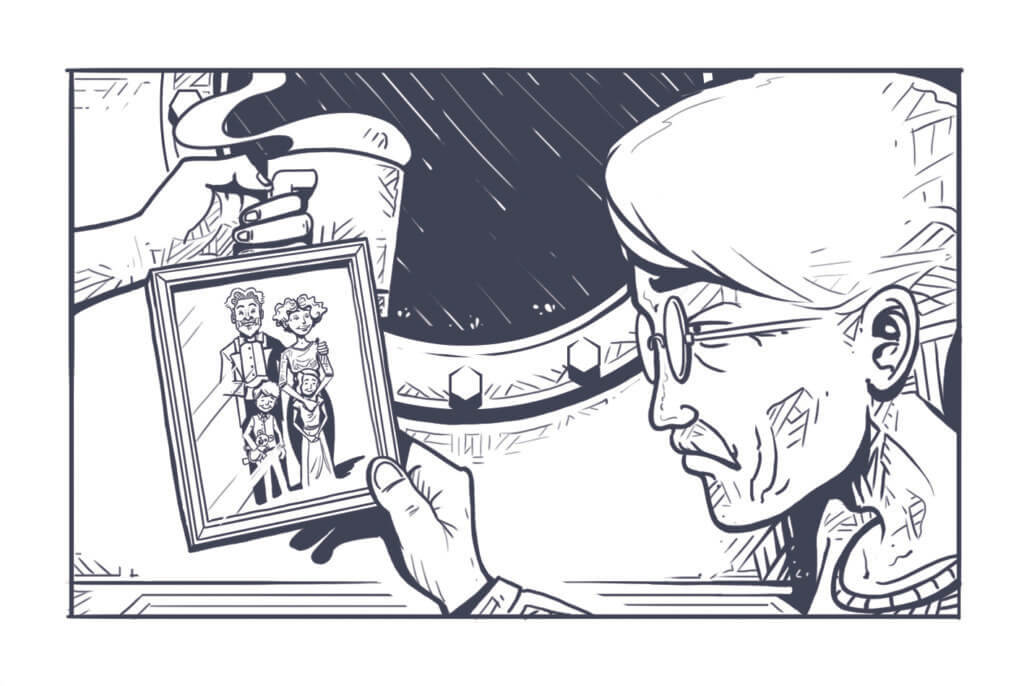 Grafik aus dem Spiel Der rote Faden – Im Schatten des Tigers,Bild aus der Vergangenheit