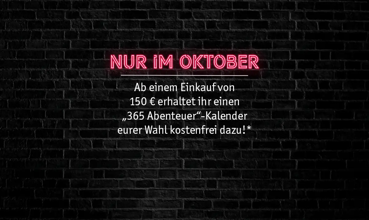 Rabattaktion im Pegasus Spiele Outlet-Store im Oktober: Ab 150 € Einkaufswert gratis 365 Abenteuer Kalender