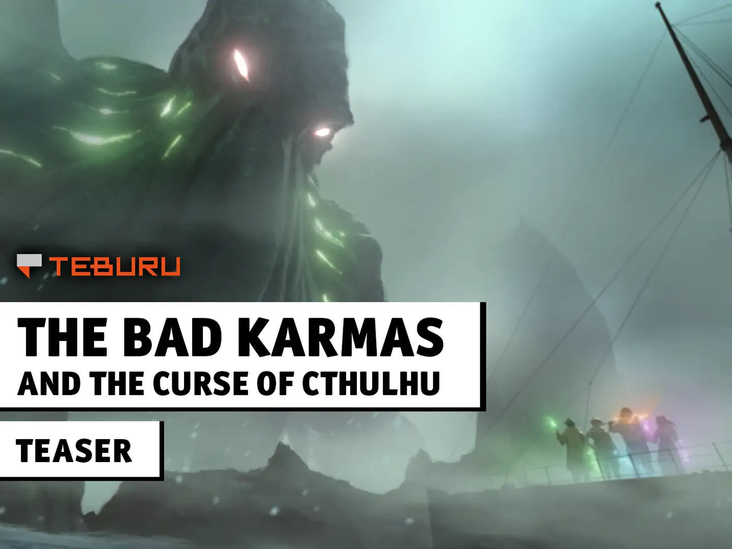 The bad Karmas and the Curse of Cthulhu Teaser; Illustration des Brettspiels The Bad Karmas and the Curse of Cthulhu