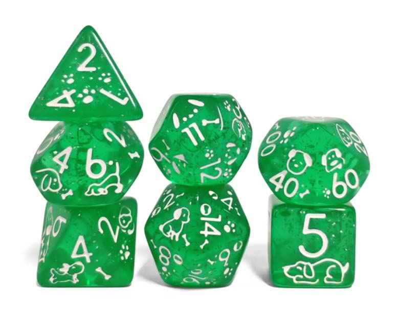 Würfelset Confetti: Dog (Green)(7)