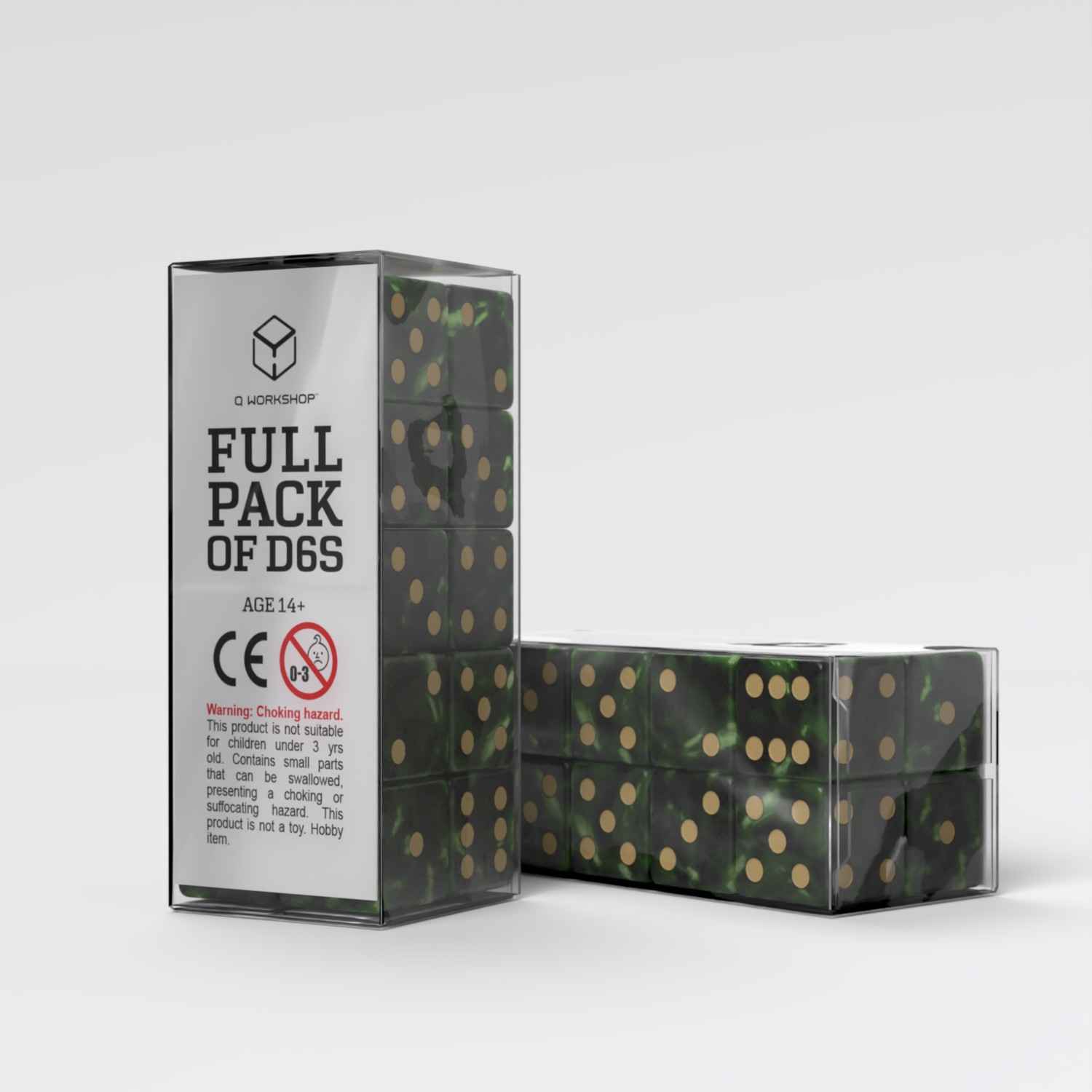 Full Pack of D6s: Bottle green & Gold