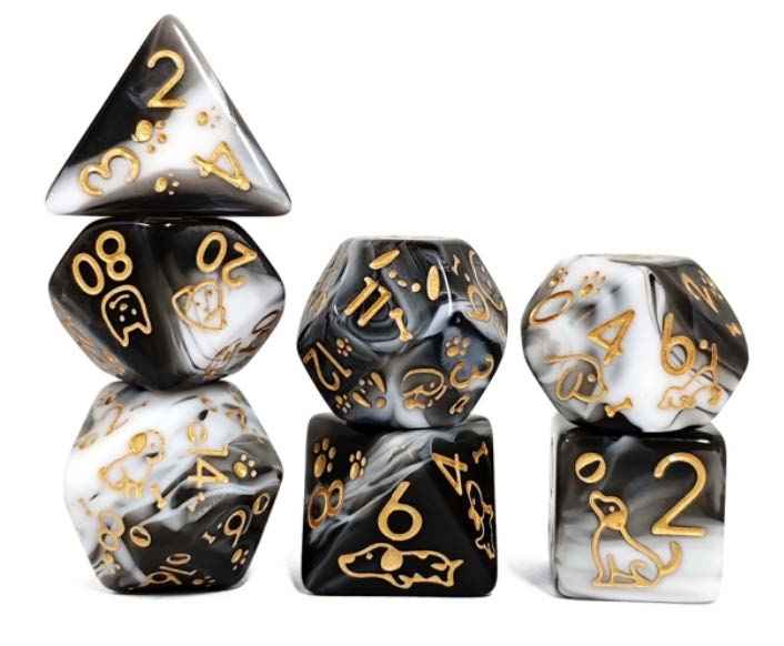 Würfelset Mehrfarbig: Dog (Black/White)(7)