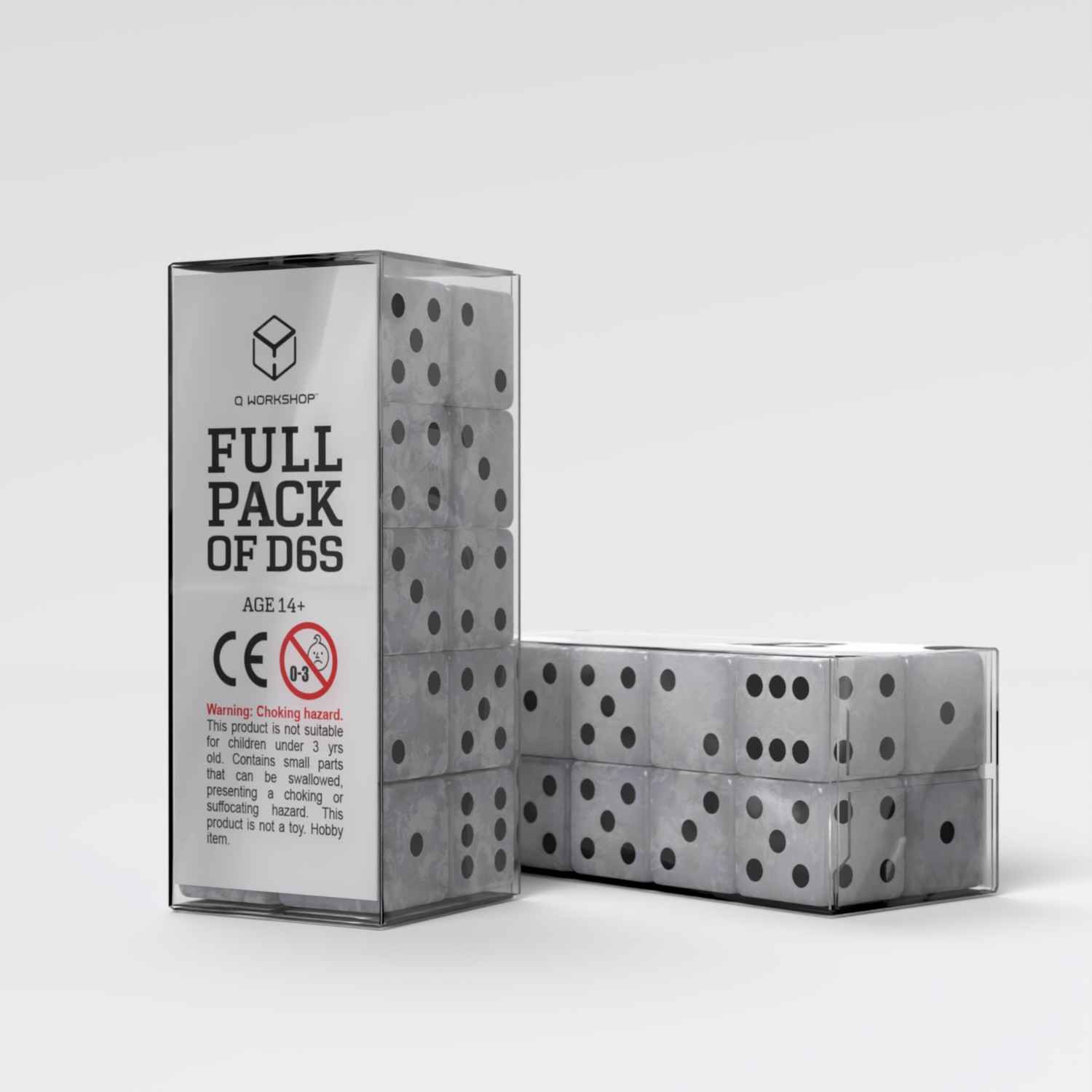 Full Pack of D6s: Pearl&Black