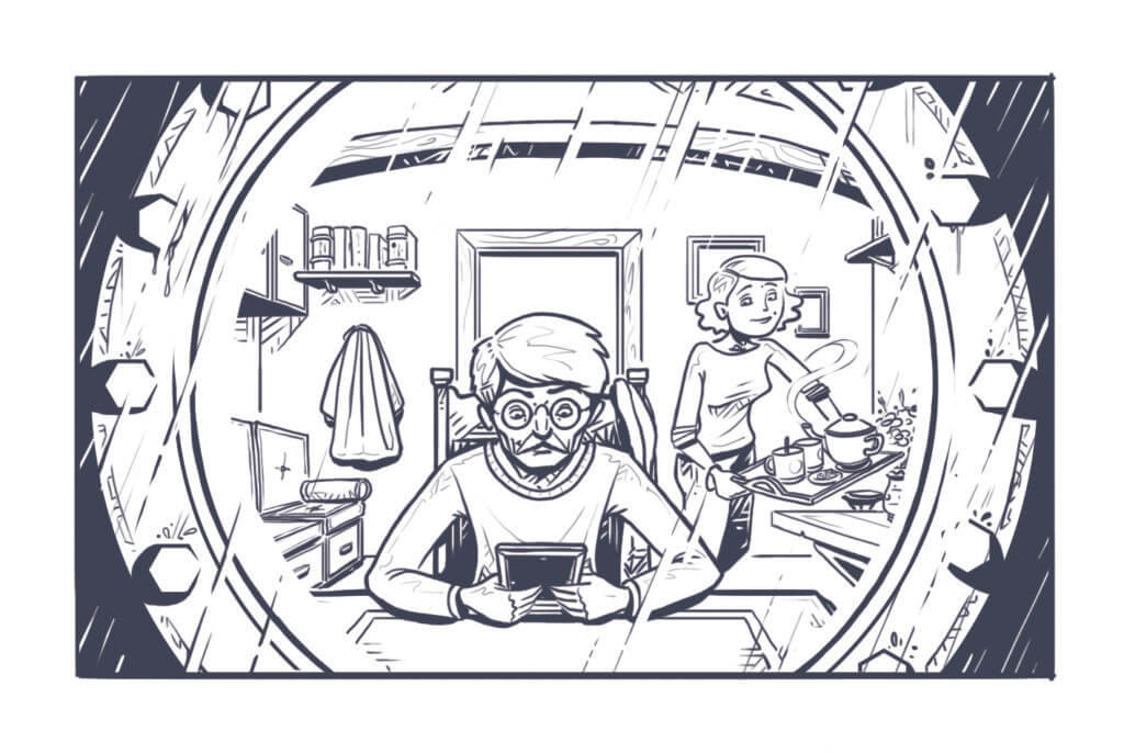 Grafik aus dem Spiel Der rote Faden – Im Schatten des Tigers, In Gedanken