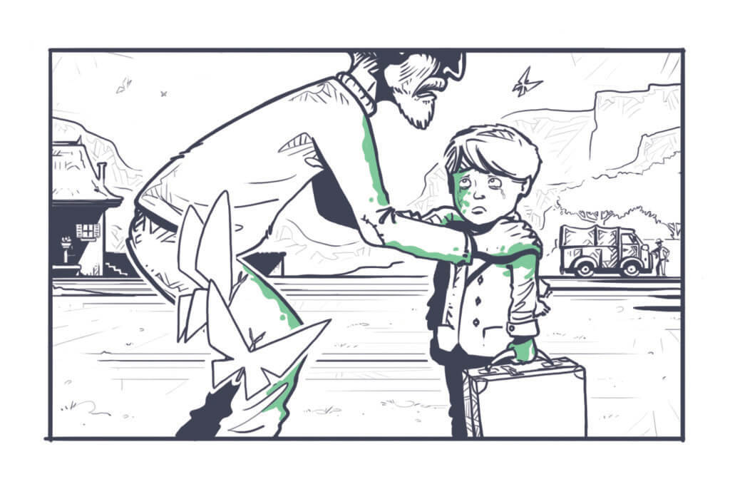 Grafik aus dem Spiel Der rote Faden – Im Schatten des Tigers, Abschied