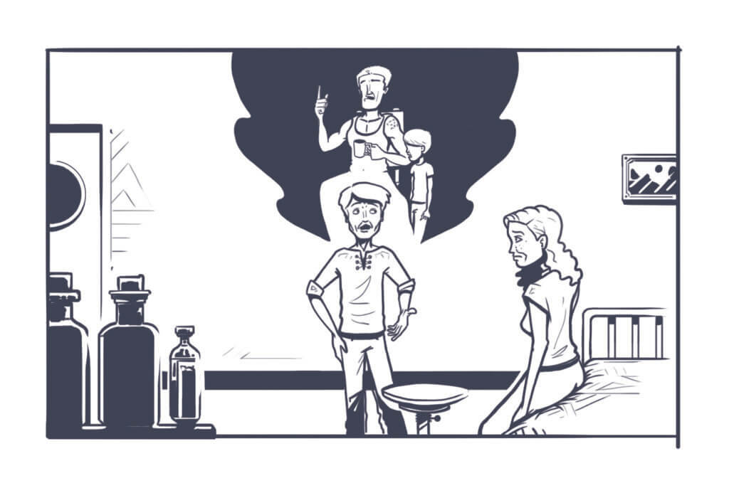 Grafik aus dem Spiel Der rote Faden – Im Schatten des Tigers, Erzählungen vom Trauma