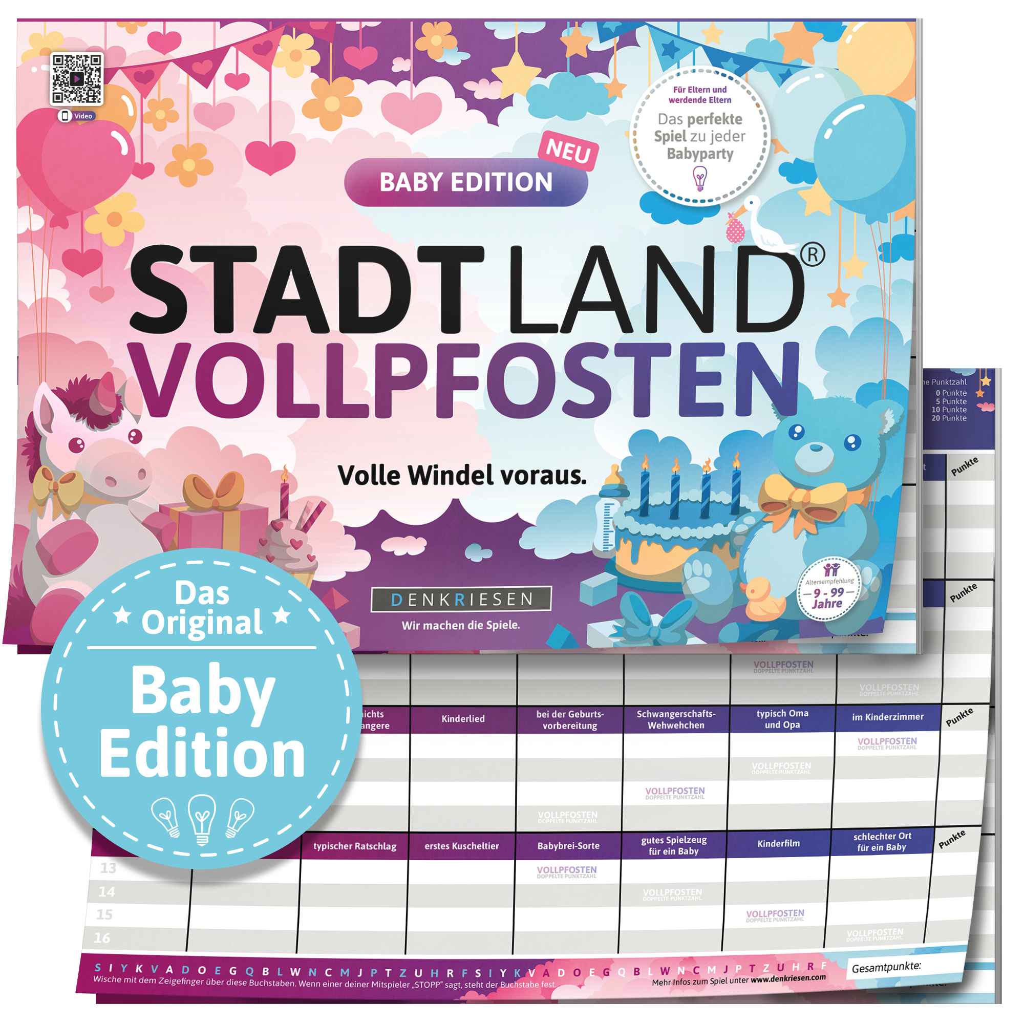 Stadt Land Vollpfosten Baby Edition – "Volle Windel voraus." | A4 Spielblock